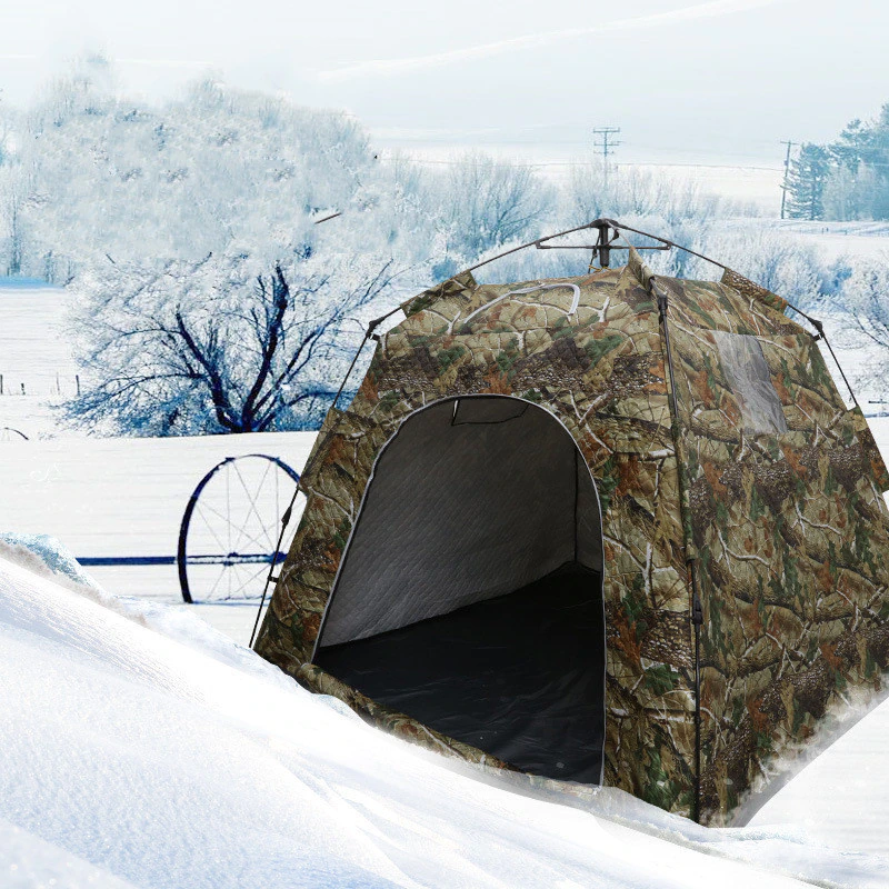 Cheap Goat Tents Winter Ice Fishing Tent Thickened Keep Warm Cotton Tent Outdoor Fully Automatic Quick Open Camping Tent 1.7 M Height Big Space Tents 